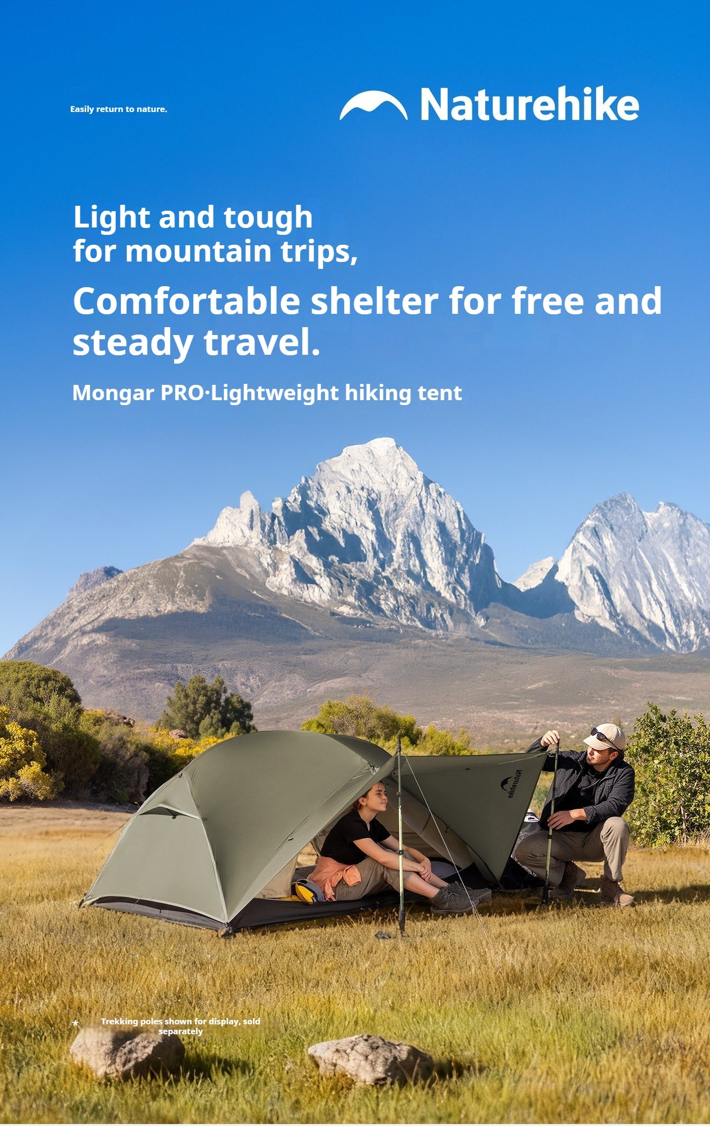 Naturehike MONGAR Series - UL, PRO & BASE Tents Collections Portable Ultralight 1-3 Persons Rainproof Expandable Canopy Double Layer Hiking Tent