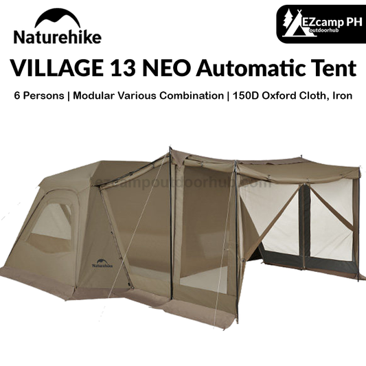 Naturehike VILLAGE 13 NEO Automatic Tent Cabin Style Multiple Settings Tent 2 Bedroom 1 Living Room Ti Black Coated Sunscreen 6 Person Outdoor