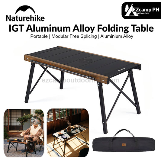 Naturehike IGT Aluminum Alloy Folding Table Multifunctional Quick-Open Table Removable BBQ Grill Wood Picnic Fishing Hiking Camping Outdoor