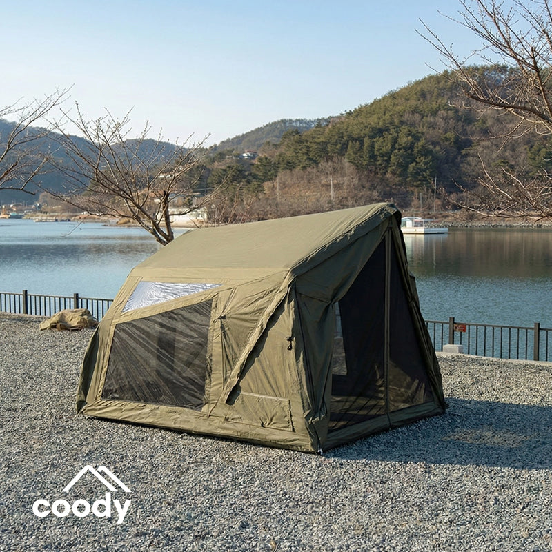 Coody YUSTONA Air Inflatable Tent Portable 2-4 Persons Quick Automatic Opening 4 Season Modern Tech Cotton Inflatable Tent Waterproof Outdoor Camping