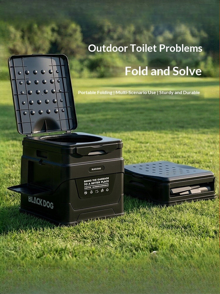 BLACKDOG Outdoor Portable Folding Mobile Toilet Seat Chair Multi-Functional Camping Travel Waste Disposal Storage Container Bin Can PP 200kg Max Load
