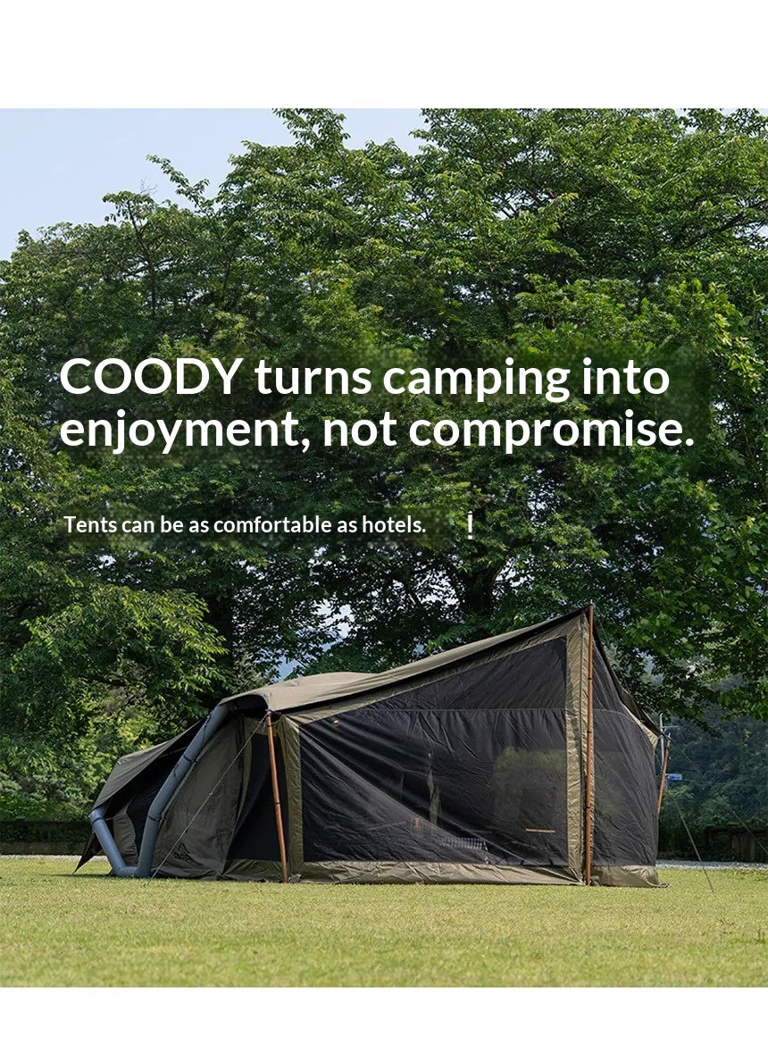 Coody HAVENA Air Inflatable Tent Portable Lightweight 2-4 Persons Spacious Easy Setup Breathable Windows Black Coated Sunscreen Waterproof