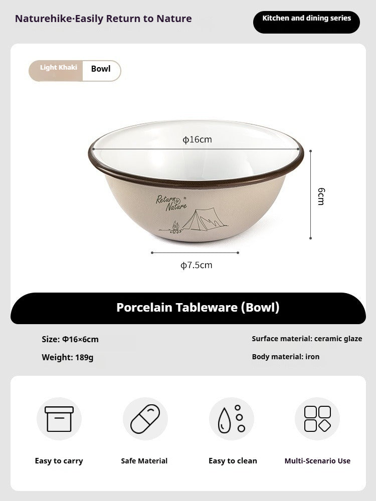 Naturehike Enamel Tableware Plate Cup Dish Bowl Outdoor Camping Cooking Equipment Travel Picnic Dinner Soup Bowl Water Cup Glass Ceramic