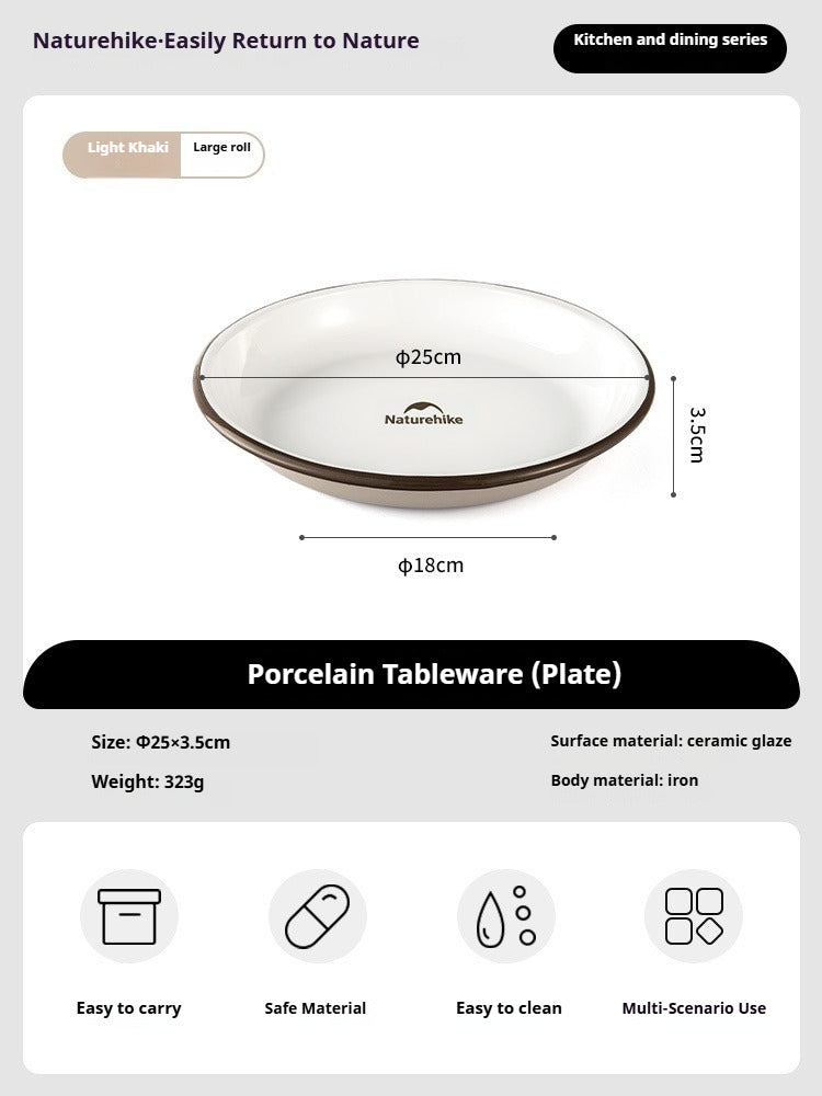 Naturehike Enamel Tableware Plate Cup Dish Bowl Outdoor Camping Cooking Equipment Travel Picnic Dinner Soup Bowl Water Cup Glass Ceramic