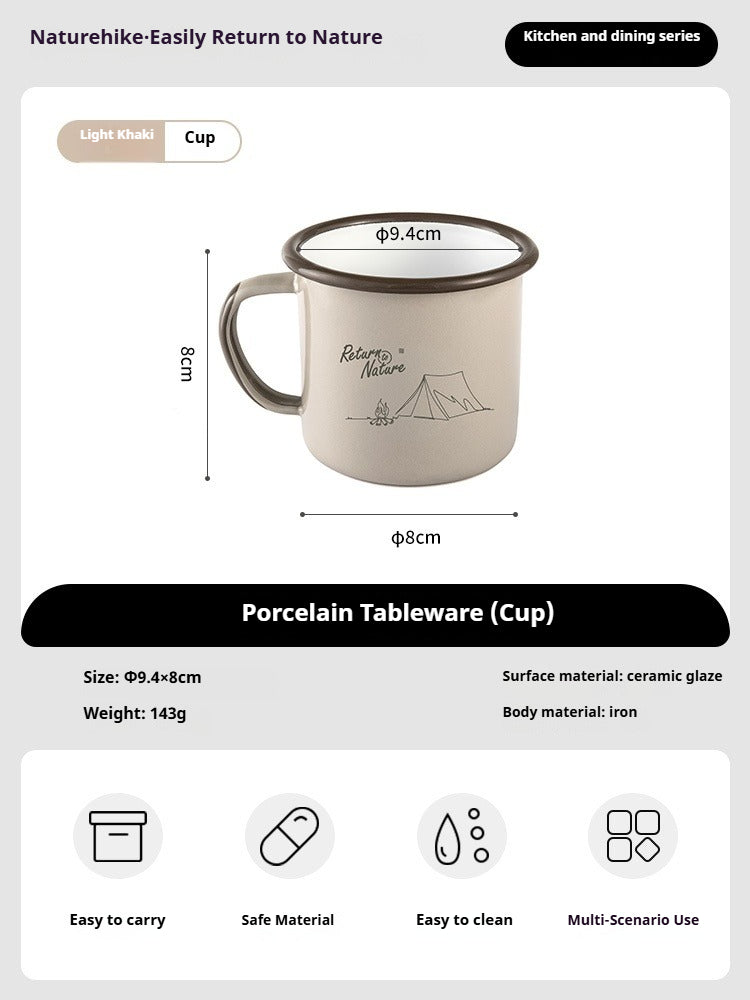 Naturehike Enamel Tableware Plate Cup Dish Bowl Outdoor Camping Cooking Equipment Travel Picnic Dinner Soup Bowl Water Cup Glass Ceramic