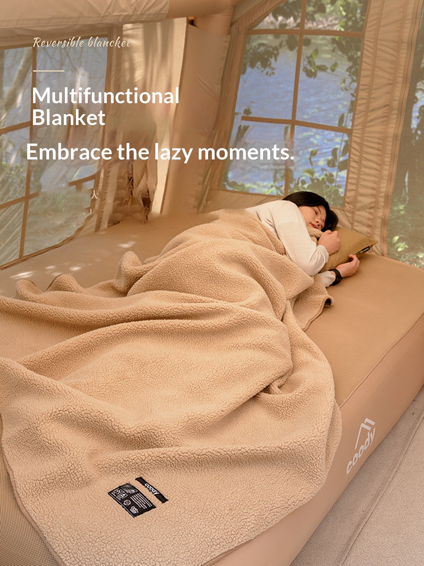 Coody Lamb Wool Cushion Fleece Blanket Portable Multifunctional Thickened Warm Skin-Friendly Comfortable Office Naps Sofa Covers Outdoor Camping