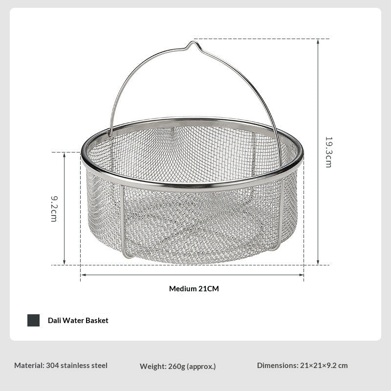 Campingmoon CC-22 Stainless Steel Drain Basket Portable Lightweight Round Mesh Net Strainer For Washing Draining Foods Folding Handle Filter Basket