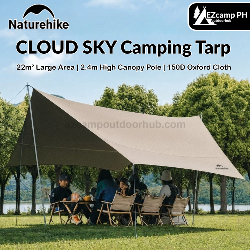 Naturehike CLOUD SKY Camping Tarp Windproof Sunshade Sun Shelter Awning Tent Shade Beach Tourist Canopy Awning 150D Waterproof Outdoor Camping Gear