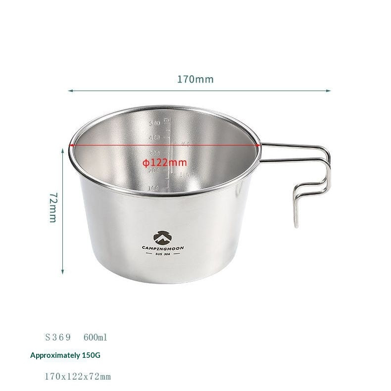 CAMPINGMOON Stainless Steel Sierra Bowl Portable Lightweight Multi-Function  Hanging Cup Tableware Cookware Utensil 310/450ml Outdoor Camping Hiking