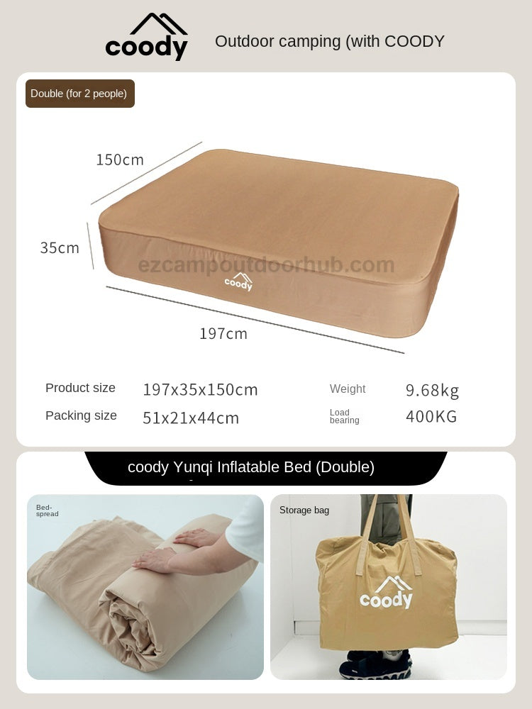 Coody AIR BLOCK Automatic Premium Air Bed Portable Foldable Mattress Pad 35CM High Single Queen King 1-3 Person Built-in Air Pump Outdoor Camping