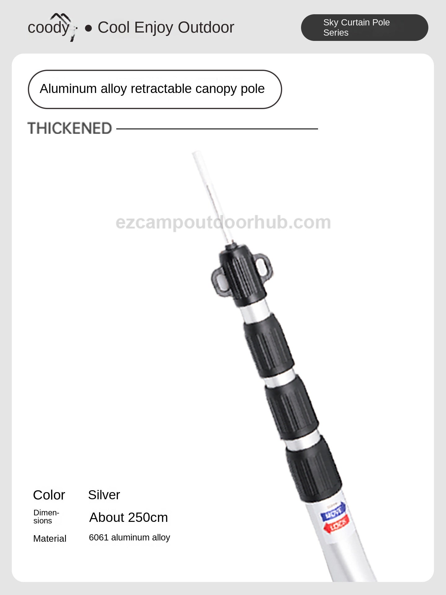 Coody Premium Tent Canopy Poles Portable Foldable Lightweight Telescopic Support Pole Awning Tarp Aluminum Alloy