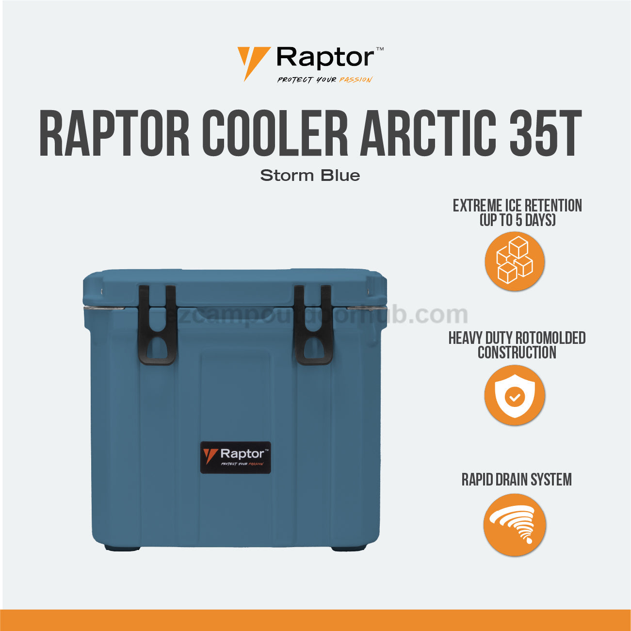 Raptor ARCTIC Trolley 35T 35L Large Capacity Food Drink Ice Storage Chest Container Extreme Ice Retention Up To 5 Days Rotomolded Premium Cooler Outdoor