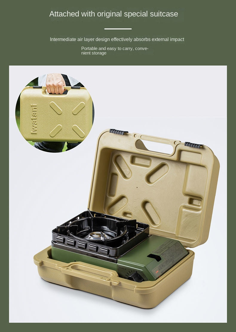 Iwatani Tough Maru Jr. Outdoor Stove Portable Butane Canister Cassette Stove With Double Integrated Windshield And Storage Case
