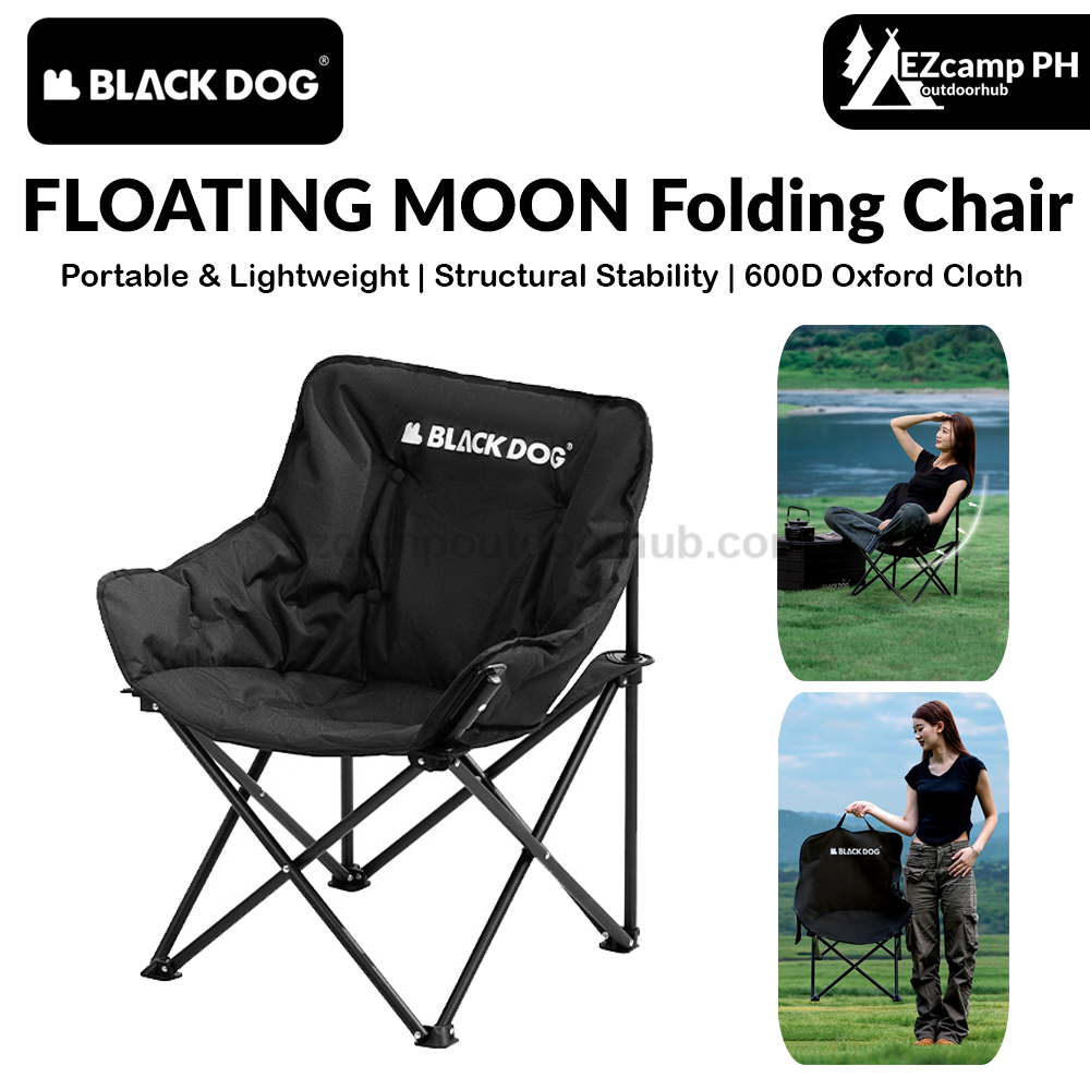 BLACKDOG FLOATING MOON PRO Foldable Black Chair Outdoor Portable Folding Ultralight Stool Chair Armchair 120kg Max Load Camping Fishing Picnic Travel