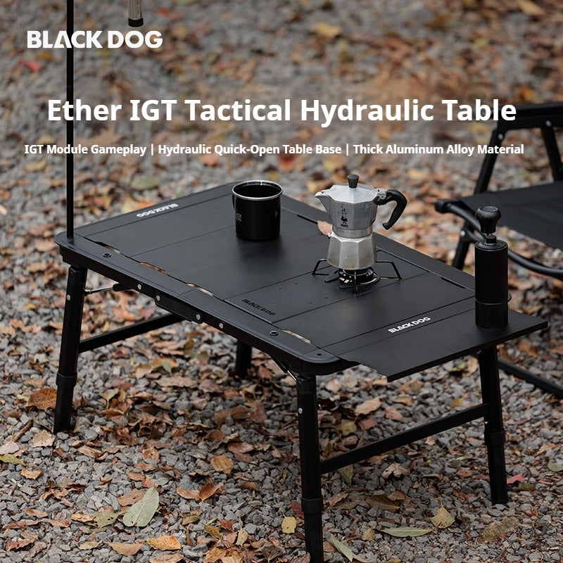 BLACKDOG IGT Tactical Hydraulic Table Portable Quick Opening Tactical Desk Aluminum Alloy 3 Level Adjustable Height Outdoor Camping BBQ Picnic