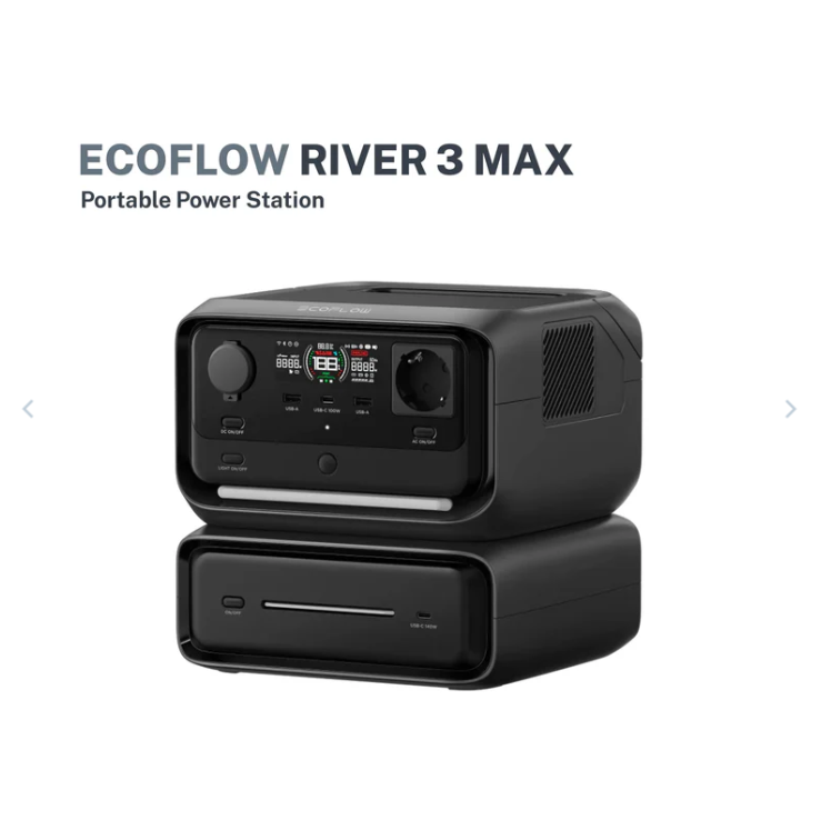 Ecoflow River 3 Max Power Station Portable Battery Backup Charging 80% In 1 Hours 600W Up To 1200W With X-Boost Battery Backup Energy Storage