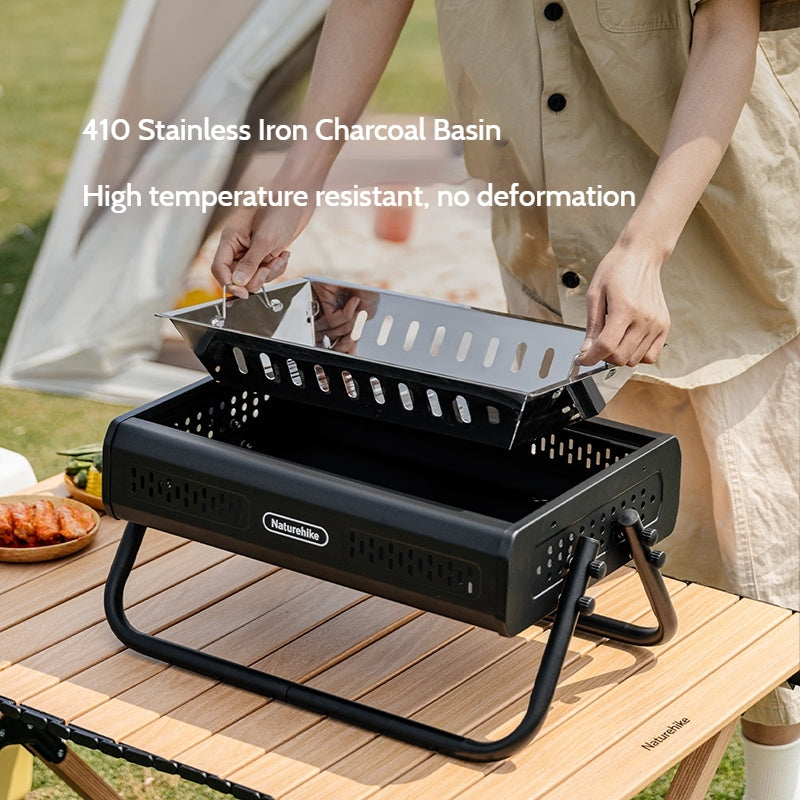 Naturehike MISTY Desktop BBQ Charcoal Grill Portable Foldable Kebab Griller Desktop Tabletop Meat Roaster Split Design Outdoor Cooking Equipment