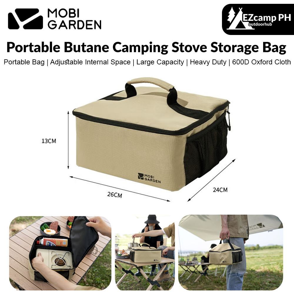 Mobi Garden Portable Butane Camping Stove Storage Bag Cover Multipurpose Cassette Foldable Shock Absorption Adjustable Internal Space Carry Bag