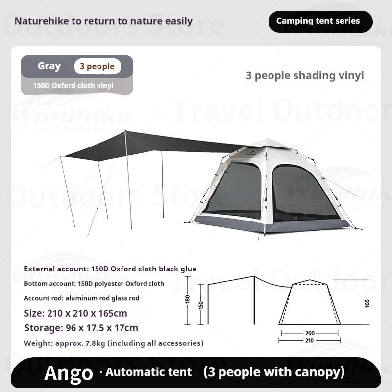 Naturehike ANGO PLUS Automatic Tent Upgraded Portable Lightweight 3-4 Persons Quick Opening Tent Camping Park Canopy Tent Integrated Tent Waterproof