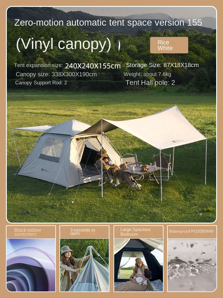 Mobi Garden Zero Motion 155 Automatic Tent Portable Lightweight 3-4 Persons Quick Open Tent Expandable Space Five Side Ventilation Outdoor Camping