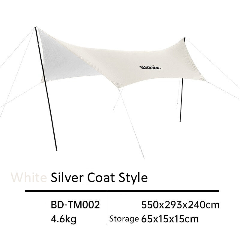 BLACKDOG Hexagonal Arc Edge Sky Curtain Large Canopy Awning Tarp Tent PU Coated 27m² Shade Area UPF50+ Sunscreen Shelter with Poles Hexagon Square