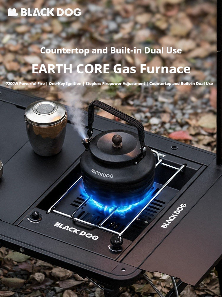 BLACKDOG EARTH CORE Gas Furnace Portable IGT Modular Stainless Steel Camping Stove With Precise Flame Control Outdoor Cooking Kitchenware