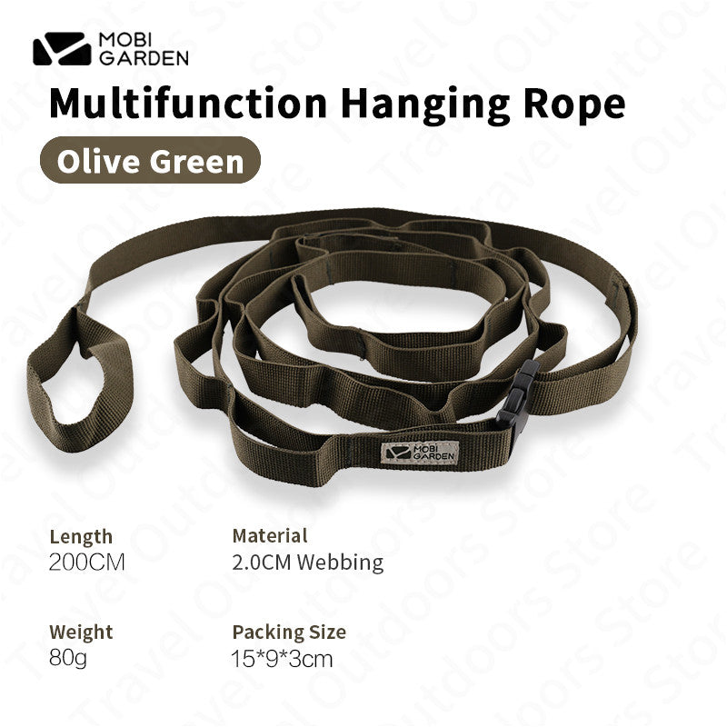 MOBI GARDEN 2m Multi-Function Hanging Rope Outdoor Adjustable Clothesline Lanyard Accesories Tool Windproof Cloth Storage Non-Slip Rope Extension Rope