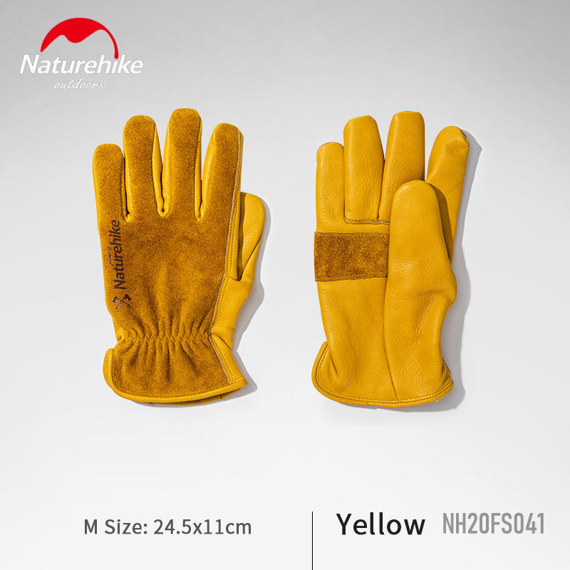 Naturehike Cowhide Leather Outdoor Working Gloves Camping Barbecue Chop Wood Gardening BBQ Heat Wear and Tear Resistant Breathable Comfortable Glove