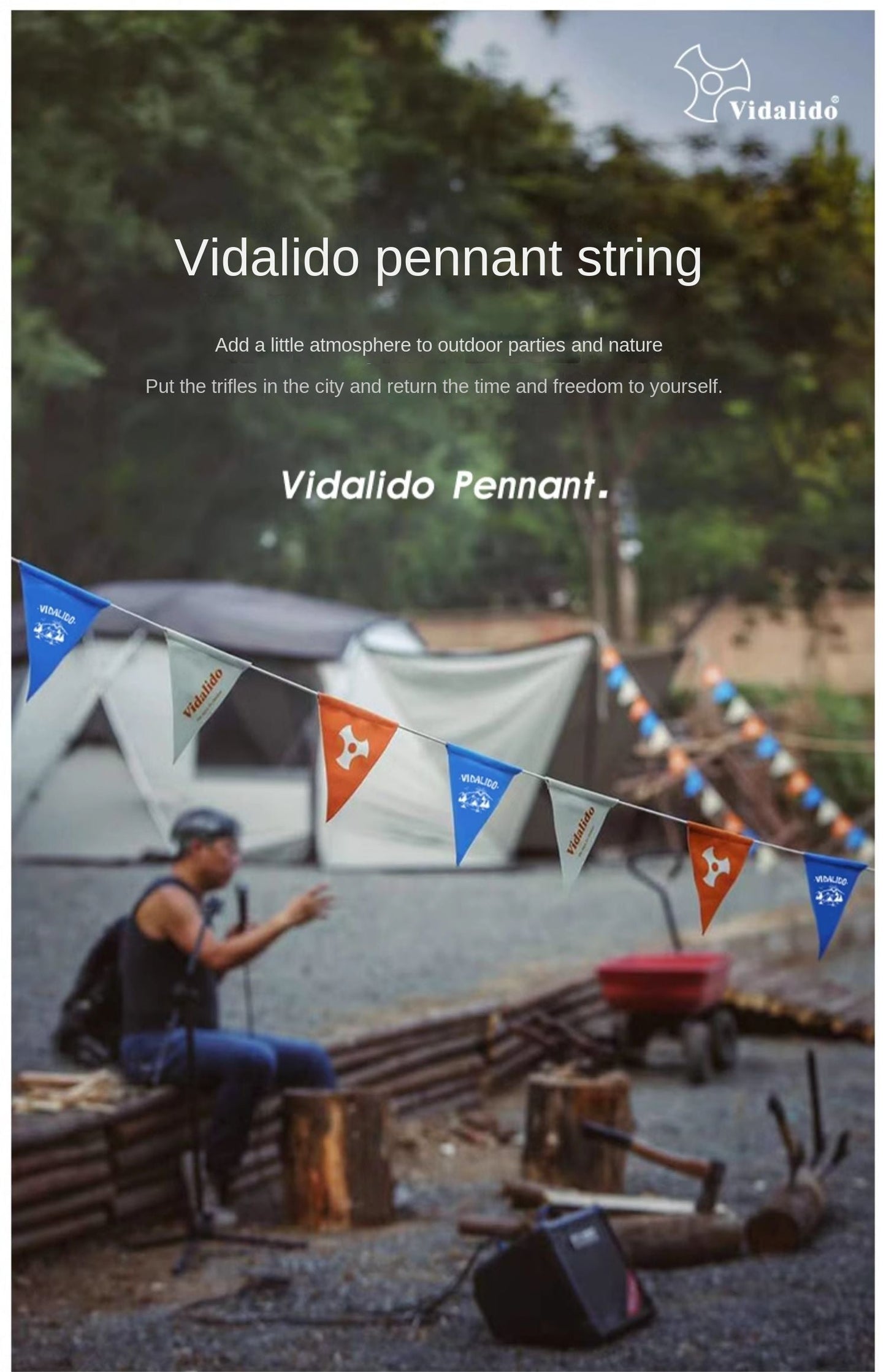 Vidalido Colorful Flag Pennant Portable Ultralight 4.5m Decorative Atmosphere Wind Rope Canvas Adjustable Length String Decor Outdoor Camping Tent