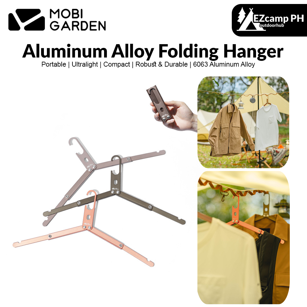 MOBI GARDEN Portable Aluminum Alloy Folding Hanger Ultralight Scalable Foldable Compact Hanger Outdoor Hanging clothes
