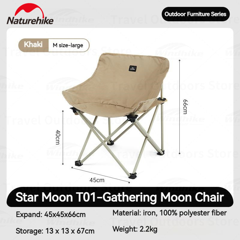 Naturehike Star and Moon T01 Gathering Camping Chair Portable X-Shaped Folding Leisure Relax Lazy Chair With Armrest Lounge Fishing Tourist Garde