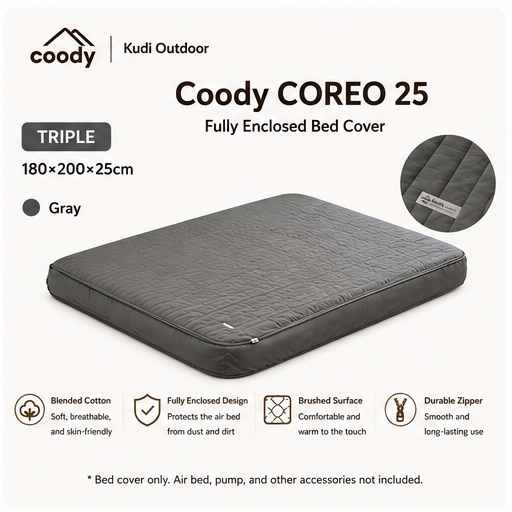 Coody AIR BLOCK COREO 25 35 Fitted Sheet Bed Cover Portable All Around Six Sided Bed Mattress Cover Bedsheet Quilted Cotton Machine Washable