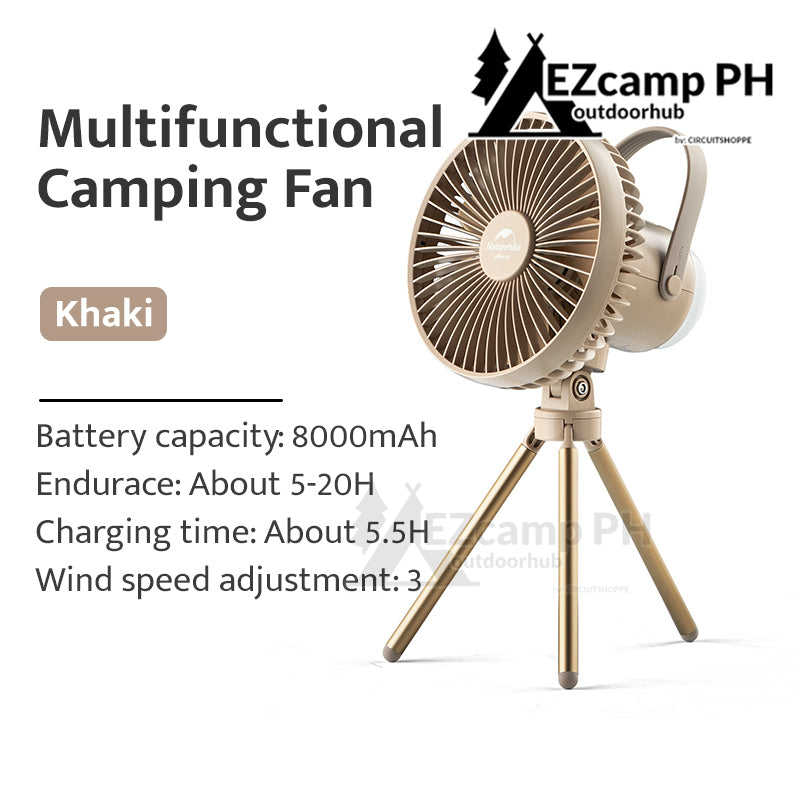 Naturehike Outdoor Multifunctional Electric Fan Portable USB Charging Camping Stand Hanging Fan Lamp Magnetic Atmosphere Light Tripod Claymore Type