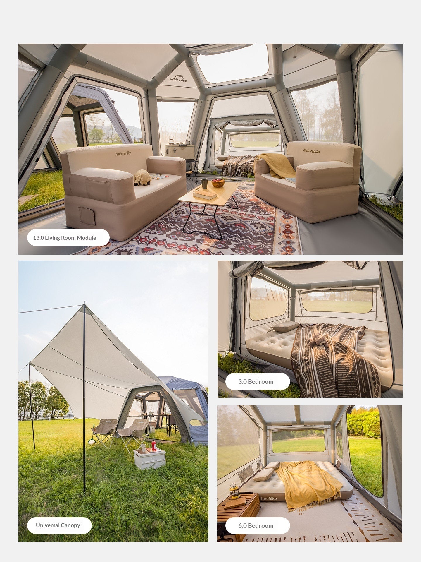 Naturehike 2026 AIR FL 13.0 / 6 0 / 3.0 Modular Tent Portable 6-8 Persons Air Inflatable Camping Tent Multiple Setups TPU Panoramic Sunroof Outdoor