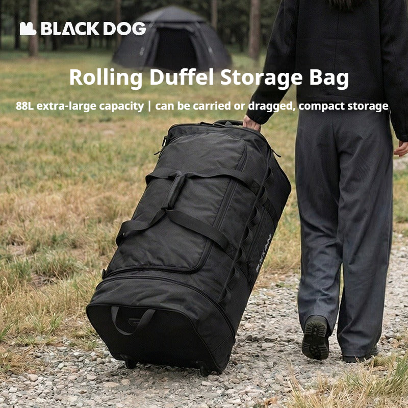 Blackdog Rolling Duffel Storage Bag Portable Folding 88L/123L Capacity PVC Roller Wheel Carry Utility Bag Compact Storage Outdoor Camping Equipment