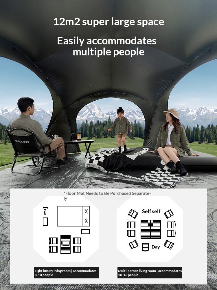 Blackdog WONDERLAND BASE Dome Modular Tent 12m² Large Space Outdoor Living Area Tarp Canopy Shelter Black Vinyl Coated Sunscreen Waterproof PU2000