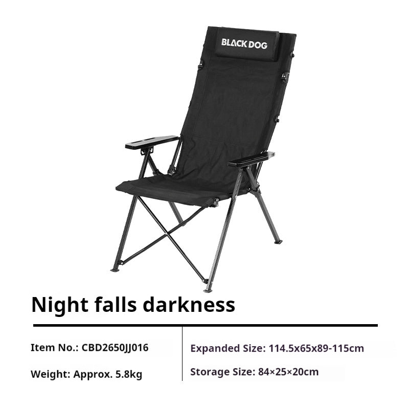 BLACKDOG M1 High Back Folding Recliner Portable Camping Chair Wood Armrest 5 Level Adjustable Modes Load Bearing 120kg Fishing Picnic Beach Furniture
