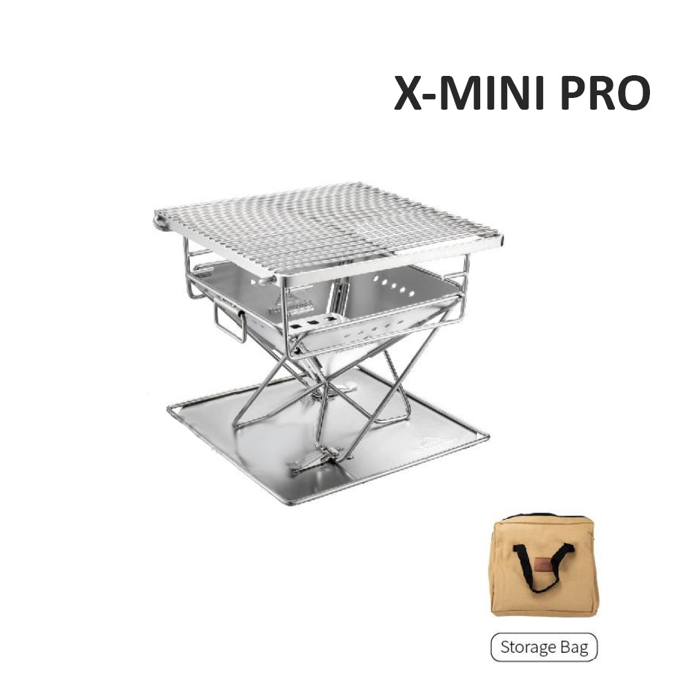 CAMPINGMOON MT PRO Series Camping Outdoor Portable Folding Small Medium Large Charcoal Grill Pure Stainless Steel Foldable Bonfire Pit Fire Wood Stove