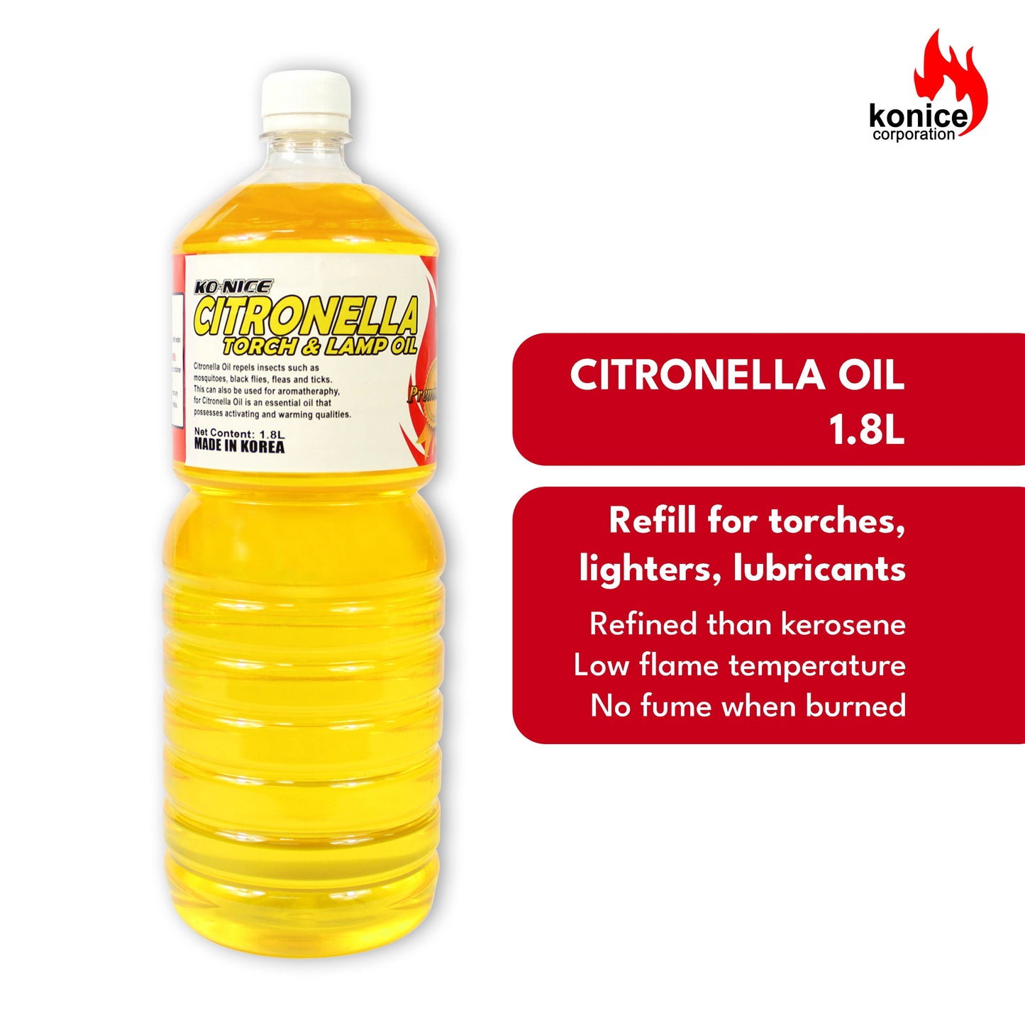 Konice Citronella Oil 0.9L and 1.8L For Outdoor Camping Garden Insect Repellant Lamp Lantern Gas