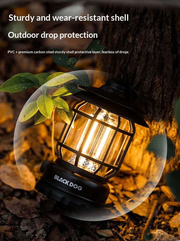 Blackdog CANDLELIGHT Retro Camping Lamp Black LED Light Ambient Lantern USB Charging 1800mAh Battery Long Life Lamp IP44 Waterproof Tent Outdoor