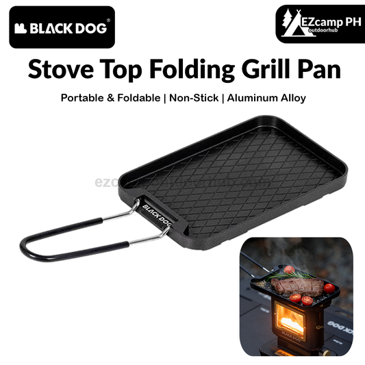 Blackdog Stove Top Folding Grill Pan Portable Multipurpose Retro Style Non-Stick Aluminum Baking BBQ Tray Outdoor Camping