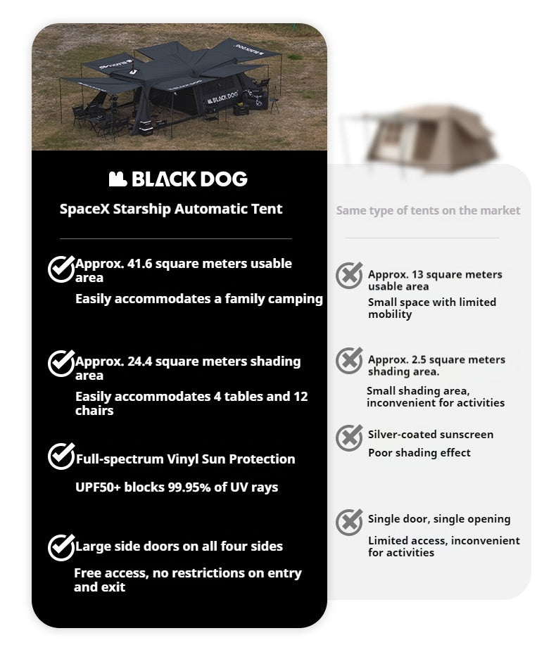 Blackdog SPACEX STARSHIP Automatic Tent Cabin Style For 8-10