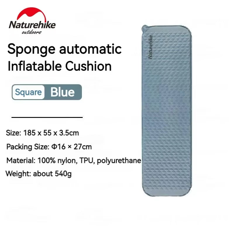 Naturehike FISHBONE Infatable Cushion Self-inflating Mat Air Sponge Single Bed Mattress Sleeping Pad Moisture-proof Two-way Valve Camping Hiking Travel