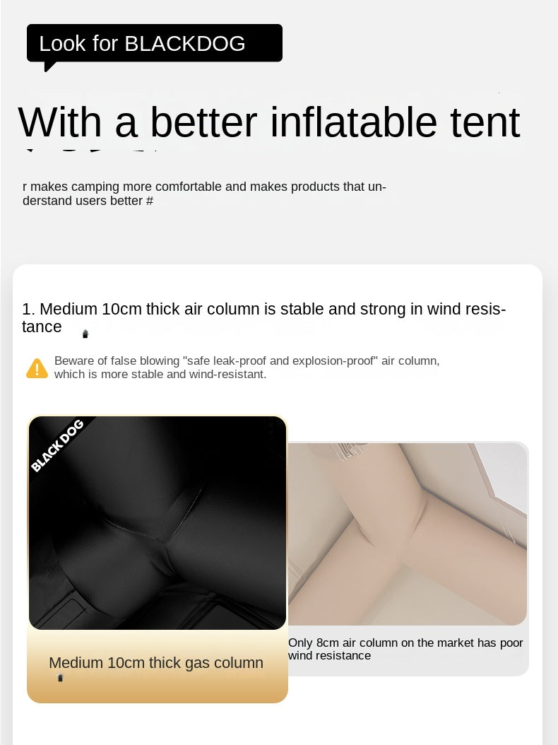 Blackdog MISTY AIR 6.0 Inflatable Black Tent 4 Person Fast Build Built-in Electric Air Pump Large Space up to 18m² Use Vinyl Coated Sunscreen Waterproof Extended Canopy
