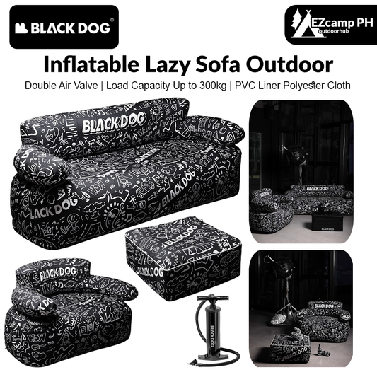 BLACKDOG Inflatable Lazy Sofa Outdoor 1-2 Persons Portable Leisure Graffiti Print Square Stool Folding Air Couch Sofa Folding Home Sofa Set