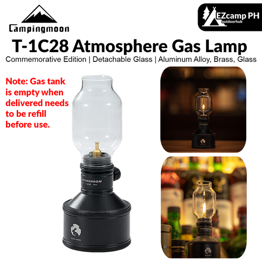 Campingmoon T-1C28 Atmosphere Gas Lamp Black Candle Light Gas Butane Lantern Tent Light Candle Refillable Butane Tank Screw Type Fuel Canister Vintage
