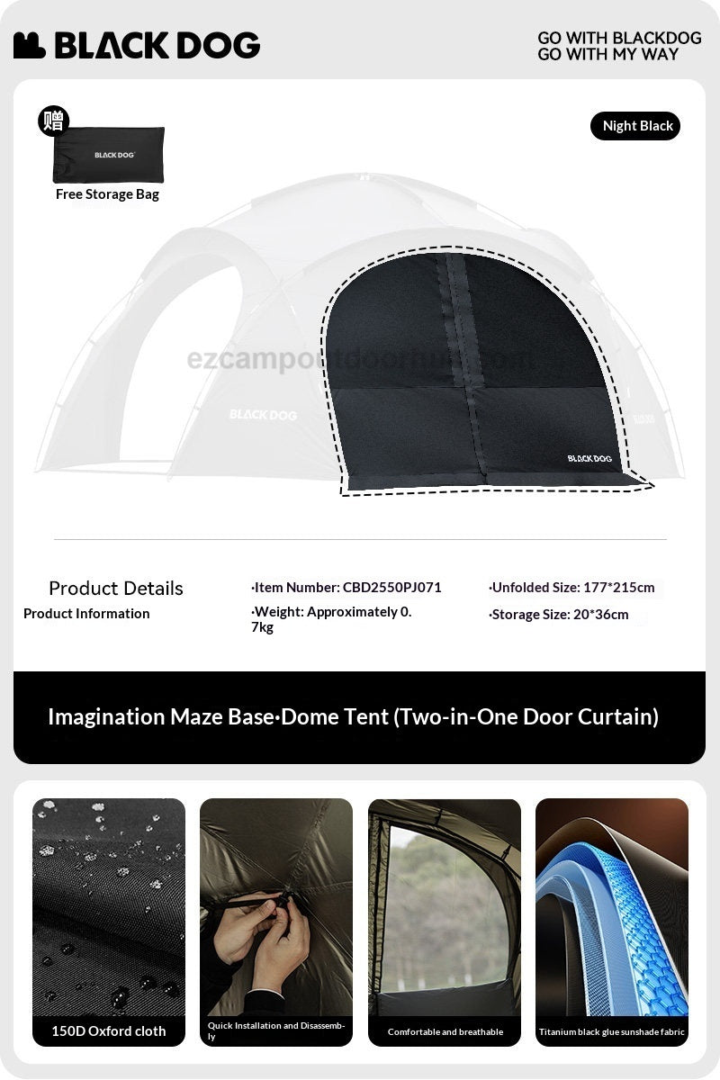 Blackdog WONDERLAND BASE Dome Modular Tent 12m² Large Space Outdoor Living Area Tarp Canopy Shelter Black Vinyl Coated Sunscreen Waterproof PU2000