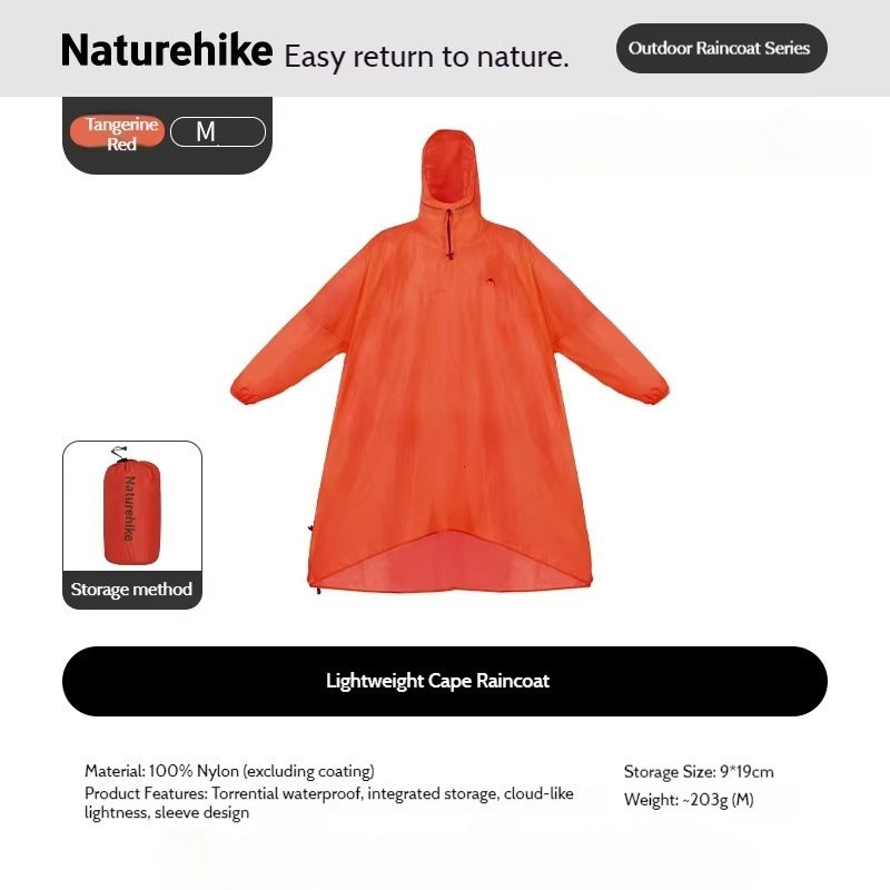 Naturehike Lightweight Poncho Raincoat Portable Foldable Unisex Sleeve Design Waterproof Outdoor Camping Hiking Cycling Travel Mountaineering