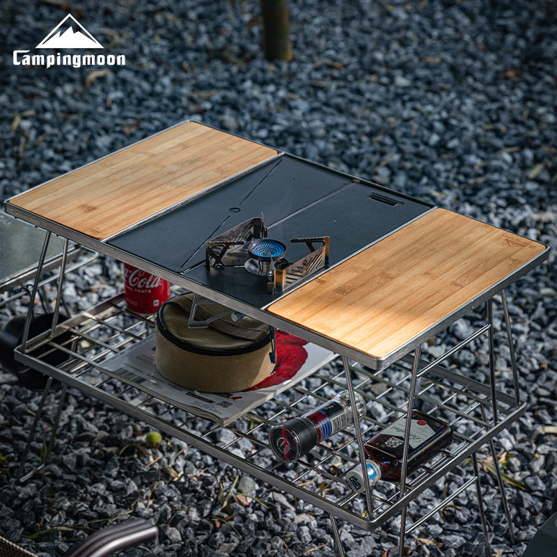 Campingmoon GT-3 Butterfly Stove Table IGT Compatible Outdoor Camping Butane Gas Canister Cooking Burner Ultralight Portable Folding Table Bracket Mount for XD-3F Half Unit IGT Size Camping Moon