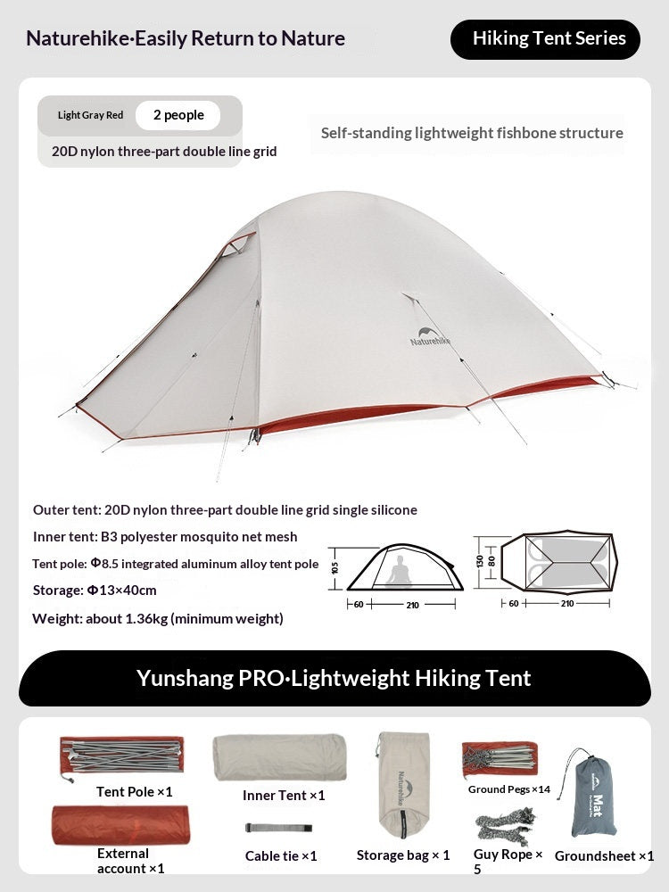 Naturehike Cloud Up Series 1 2 3 Person Portable Ultralight Outdoor Camping Hiking Waterproof 3 Season Camp Tent in 210T 20D Original Upgraded Version